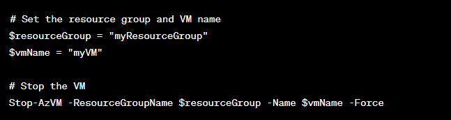 Stopping the Azure VM using CLI.