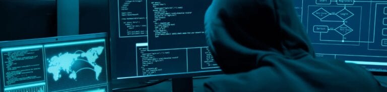 An illustration of a computer expert looking to implement security on the Azure cloud - Eccentrix