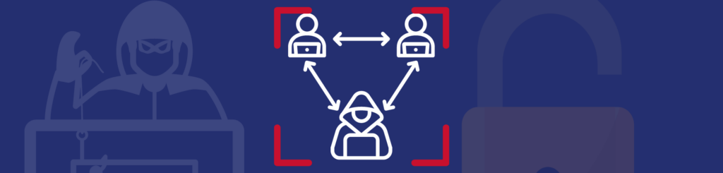 Illustration montrant le concept d'attaque de l'homme du milieu en cybersécurité - Eccentrix