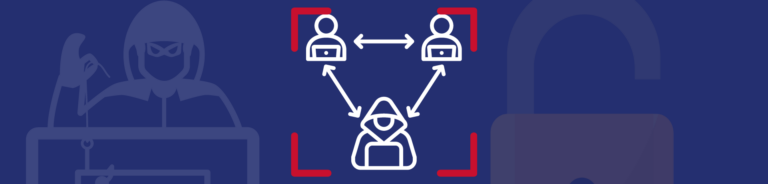 Illustration montrant le concept d'attaque de l'homme du milieu en cybersécurité - Eccentrix