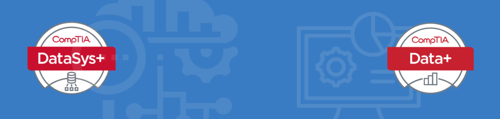 Image montrant les logos des certifications CompTIA DataSys+ et Data+ - Eccentrix