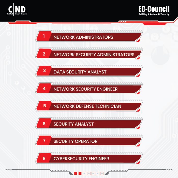 Organizational roles for the CND EC-Council training description - 2